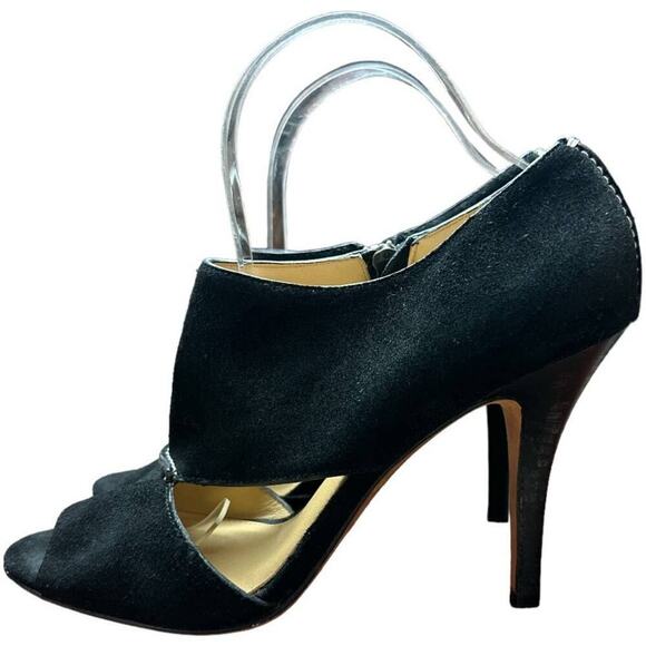 Coach Black Suede Peep Toe Heel Pumps Shoes Women's Size 8.5 - Picture 4 of 9